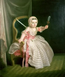 Portrait of a Child Holding a Rattle